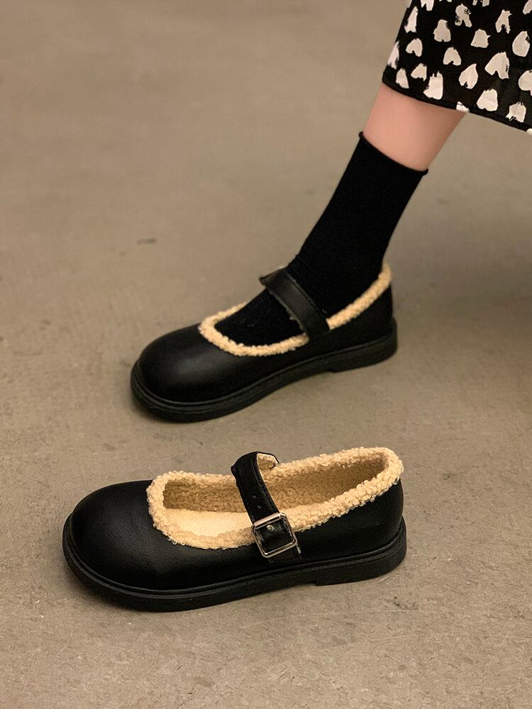 レザーウィンタースタンダードバックルベルベット 靴 シューズ レトロ 冬物 部族の婦人靴90153911466