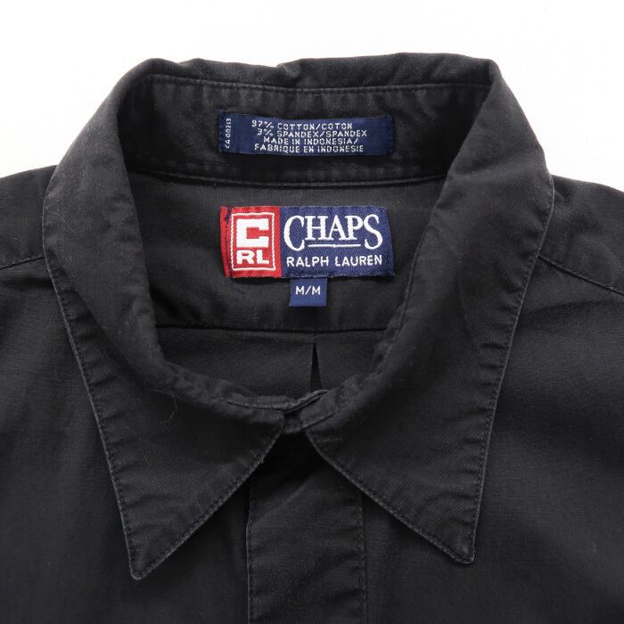 古着 CHAPS チャップス ポロラルフローレン 無地シャツ 長袖 ブラック サイズ表記：M　gd33949