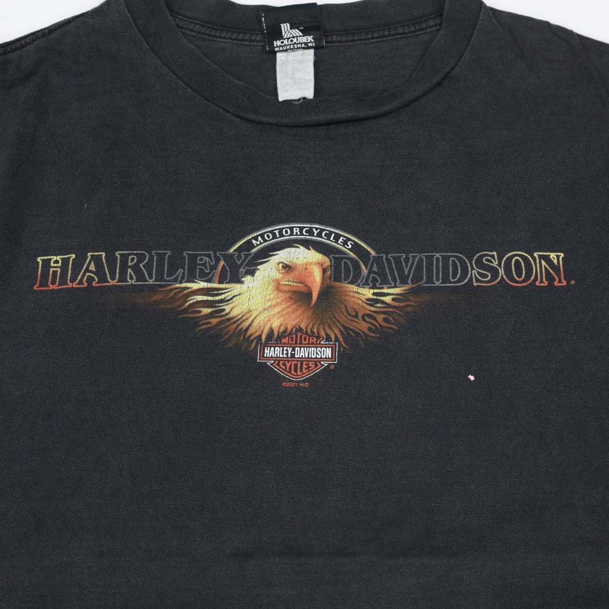 [SALE]11/25迄　期間限定価格　HARLEYDAVIDSON ハーレーダビッドソン 00年代 USA製 半袖 Tシャツ HOLOUBEK  イーグル ブラック XL