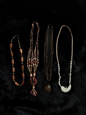 multi strand beaded shell pendant necklace-5145-8