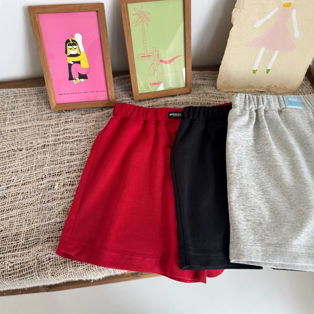 【KID】無地ハイウエストスポーツショートパンツ - 3