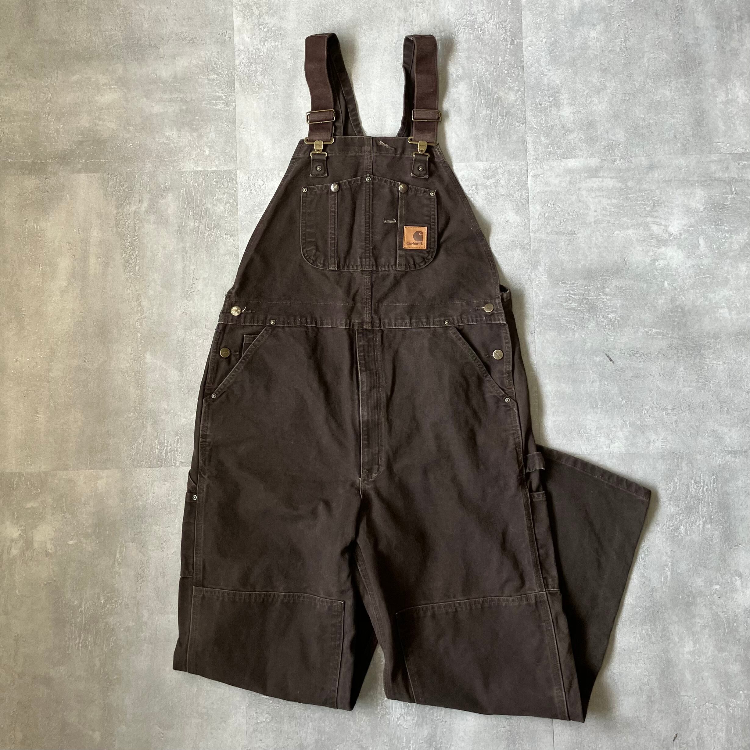 《実寸w38l30》Carhartt カーハート オーバーオール ダック ブラウン No.3352