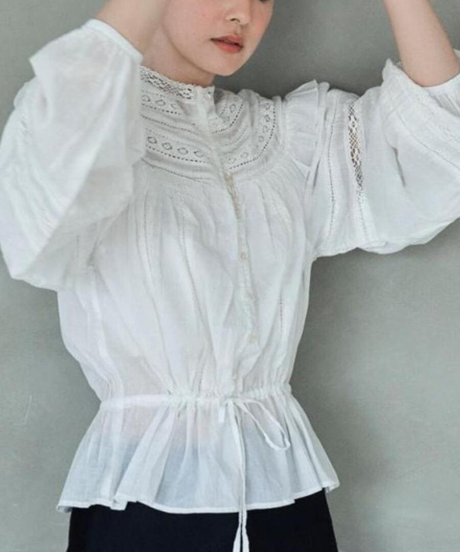 クラシカル◆ランタンスリーブレースブラウス【t-10338】