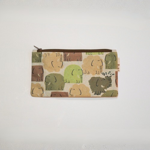 Ashi｜亜紙 Flat Pouch M＊Elelphant 26 動物柄 紙ポーチ バナナ ハンドメイド