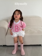 【 ellymolly / 予約 】Mesh puff v-neck T