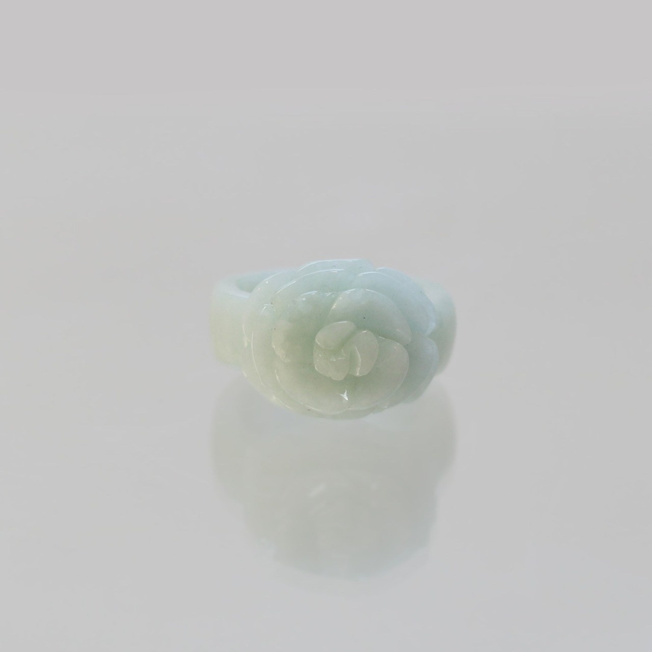 【18.5号】 flower  翡翠くり抜き甲丸リング A貨翡翠 jd_rg2653