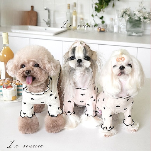 予約【№B01286】ハイネック ハート柄 リブ トップス