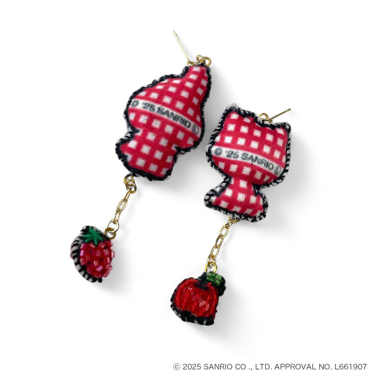 刺繍ピアス / 刺繍イヤリング Hellokitty and Mymelody | tamaobazaaar