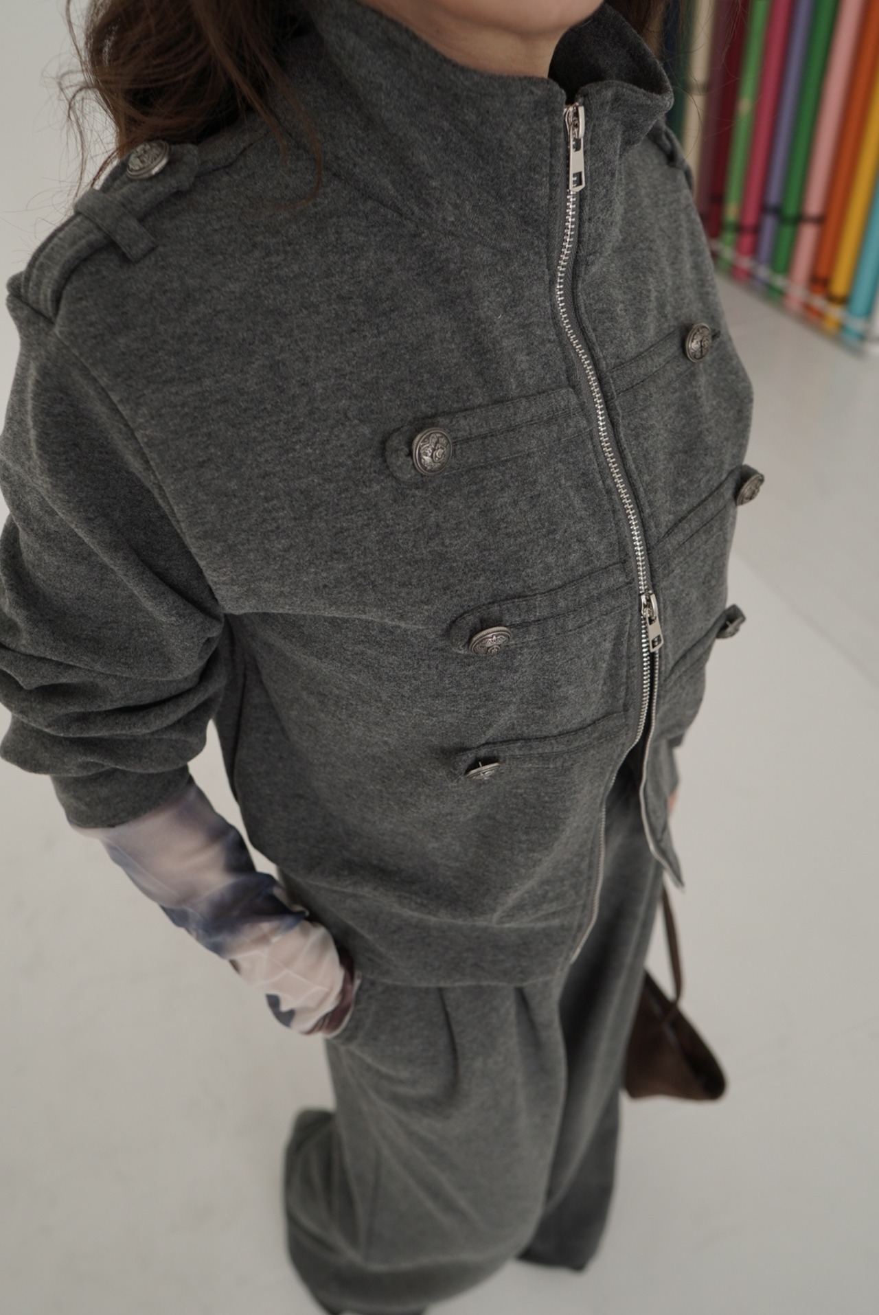 fleece Napoleon zipJK ×tuckPT ／Gray