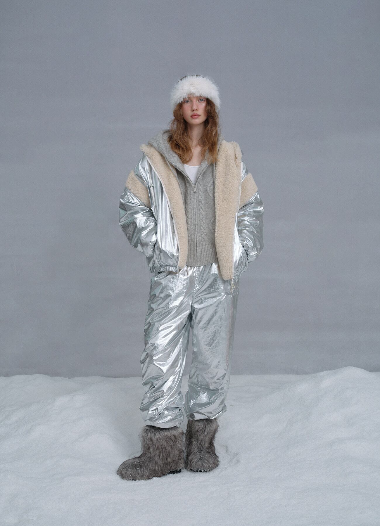 1月初旬発送 [The Barnnet] Silver Eco-Shearling Snuggle Reversible