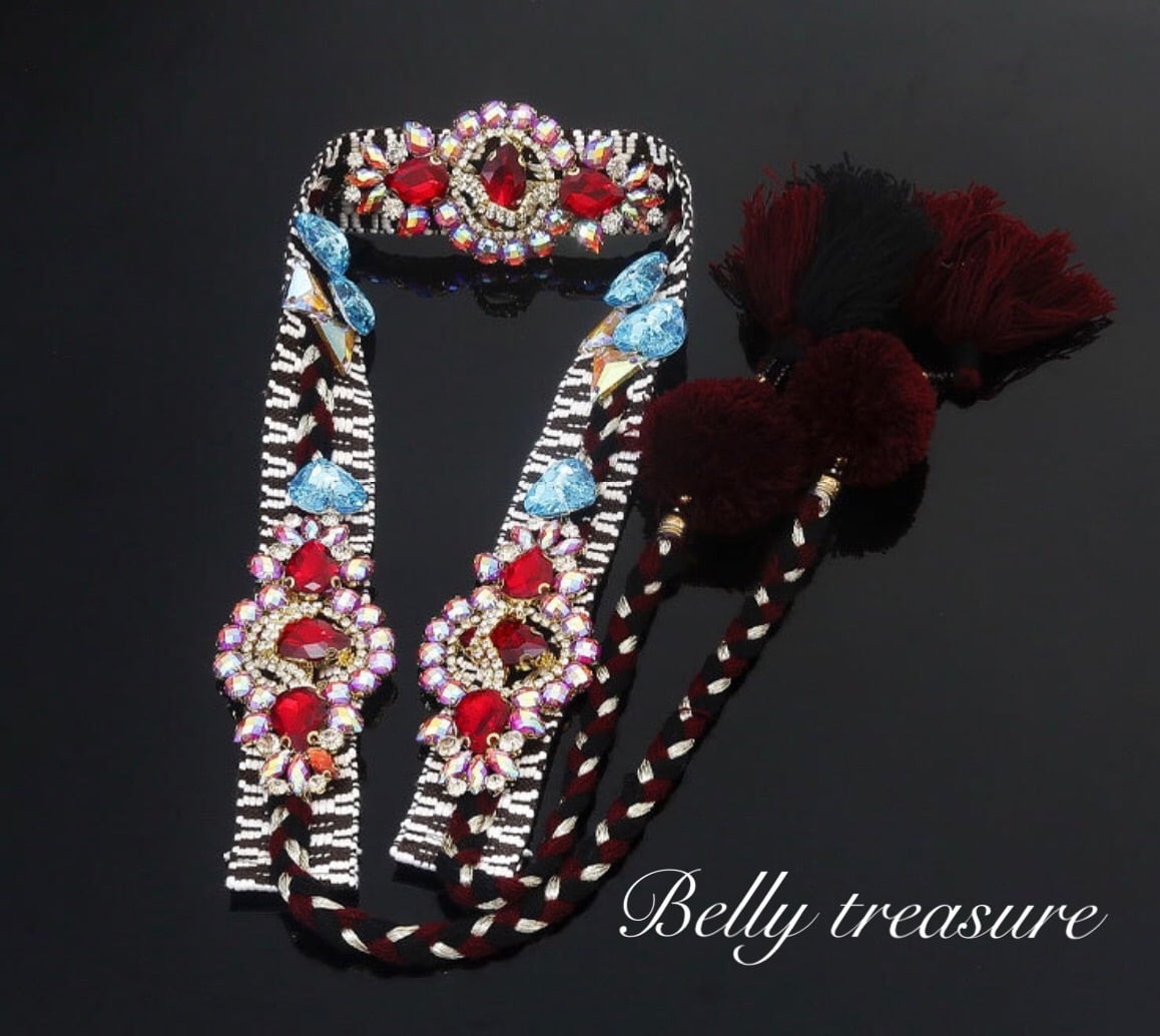 ベリーダンス ワインレッド/チェリーピンク/スカイブルー ウエストベルト