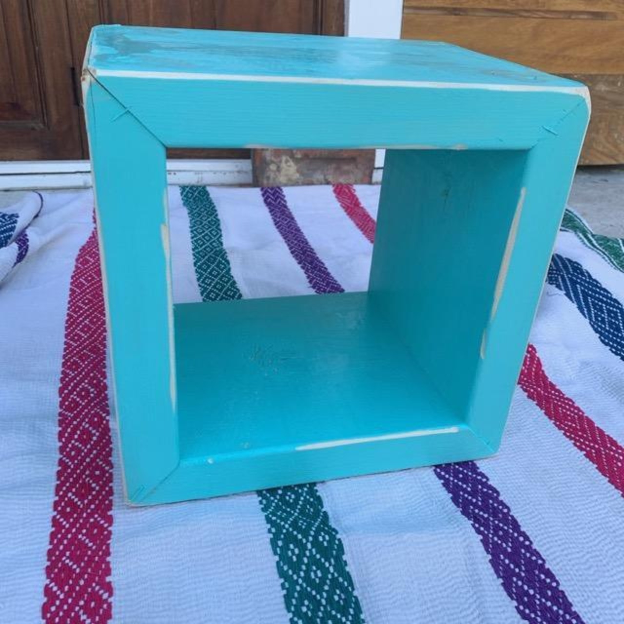 TOPANGA Furniture　カラフルウッドボックス　Sサイズ/ターコイズブルー