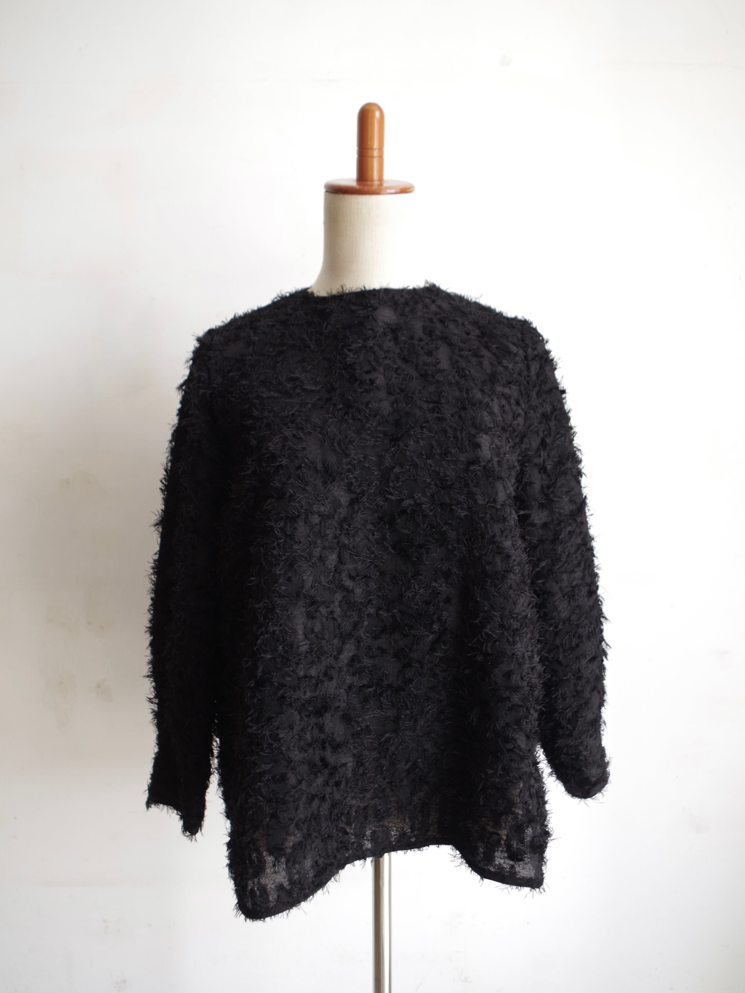 SINME シャギーブラウス ブラック | 1F Store