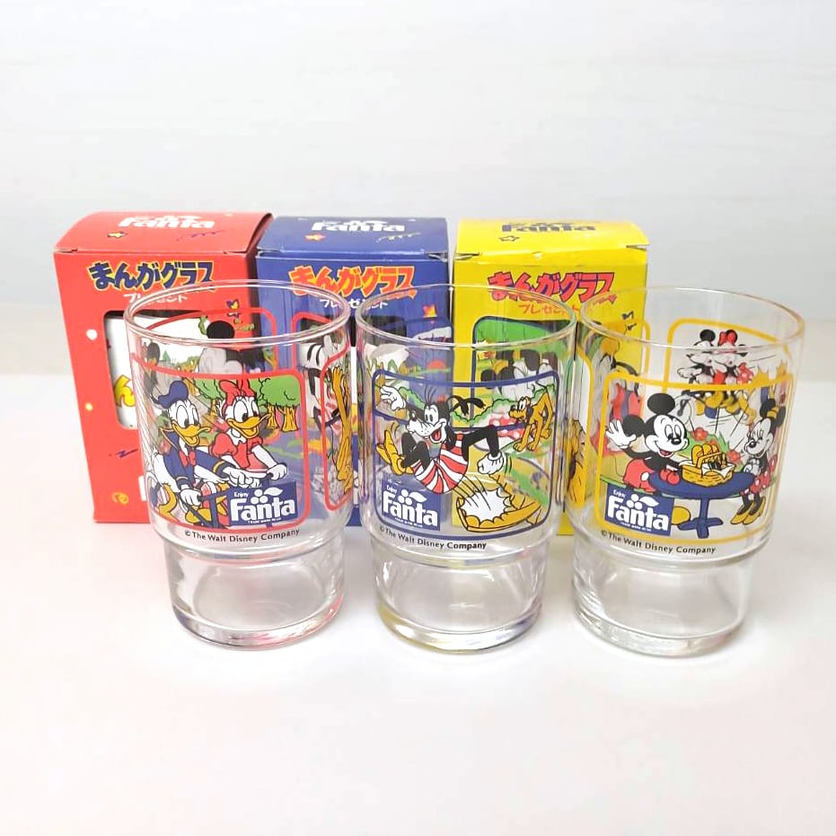 コカコーラ・Fanta・ディズニーまんがグラス・コップ・3個セット コカコーラ・Fanta・ディズニーまんがグラス・コップ・3個セット