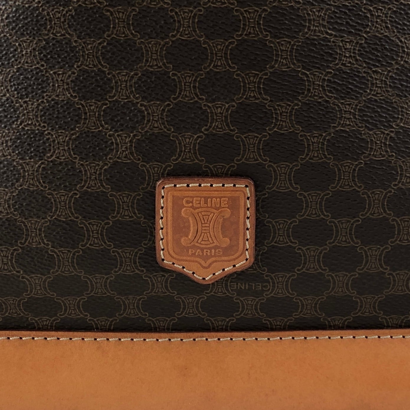 CELINE セリーヌ マカダム ショルダーバッグ ブラウン ブラゾン型押し