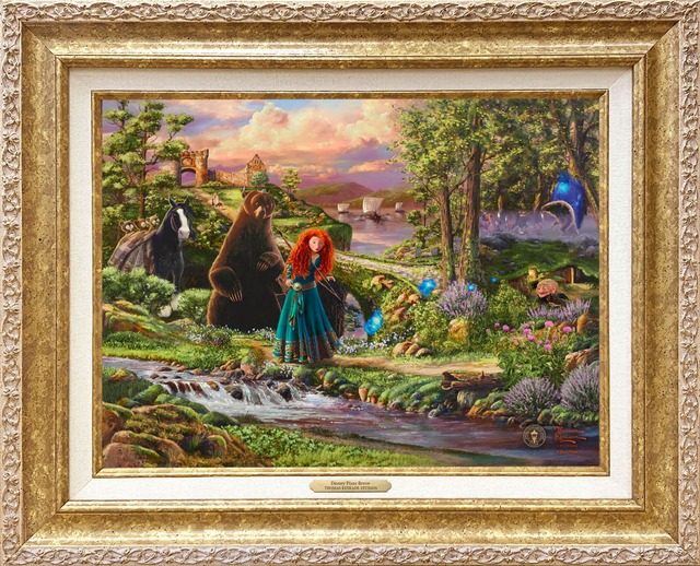 ディズニー絵画「メリダとおそろしの森」作品証明書・展示用フック付キャンバスジークレ