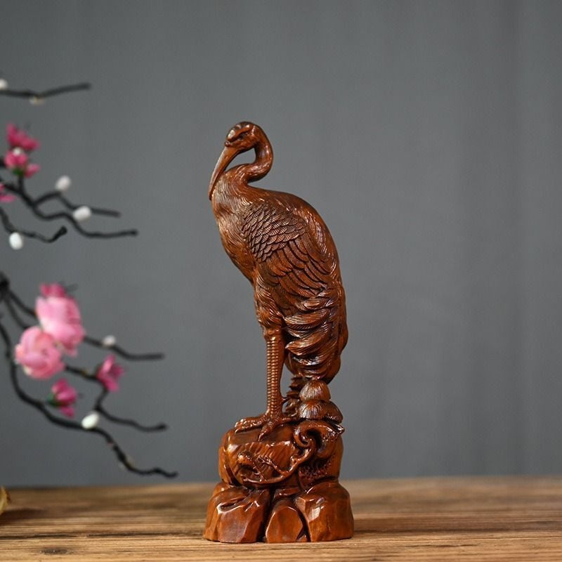 インド製水牛の角彫刻 鶴 一番(ひとつがい) 置物 2体＋1体 インド製水牛の角彫刻 鶴 一番(ひとつがい) 置物 2体＋1体