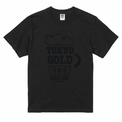 TOKYO GOLD BEER Logo T-shirt 5.6oz【Black×Black】