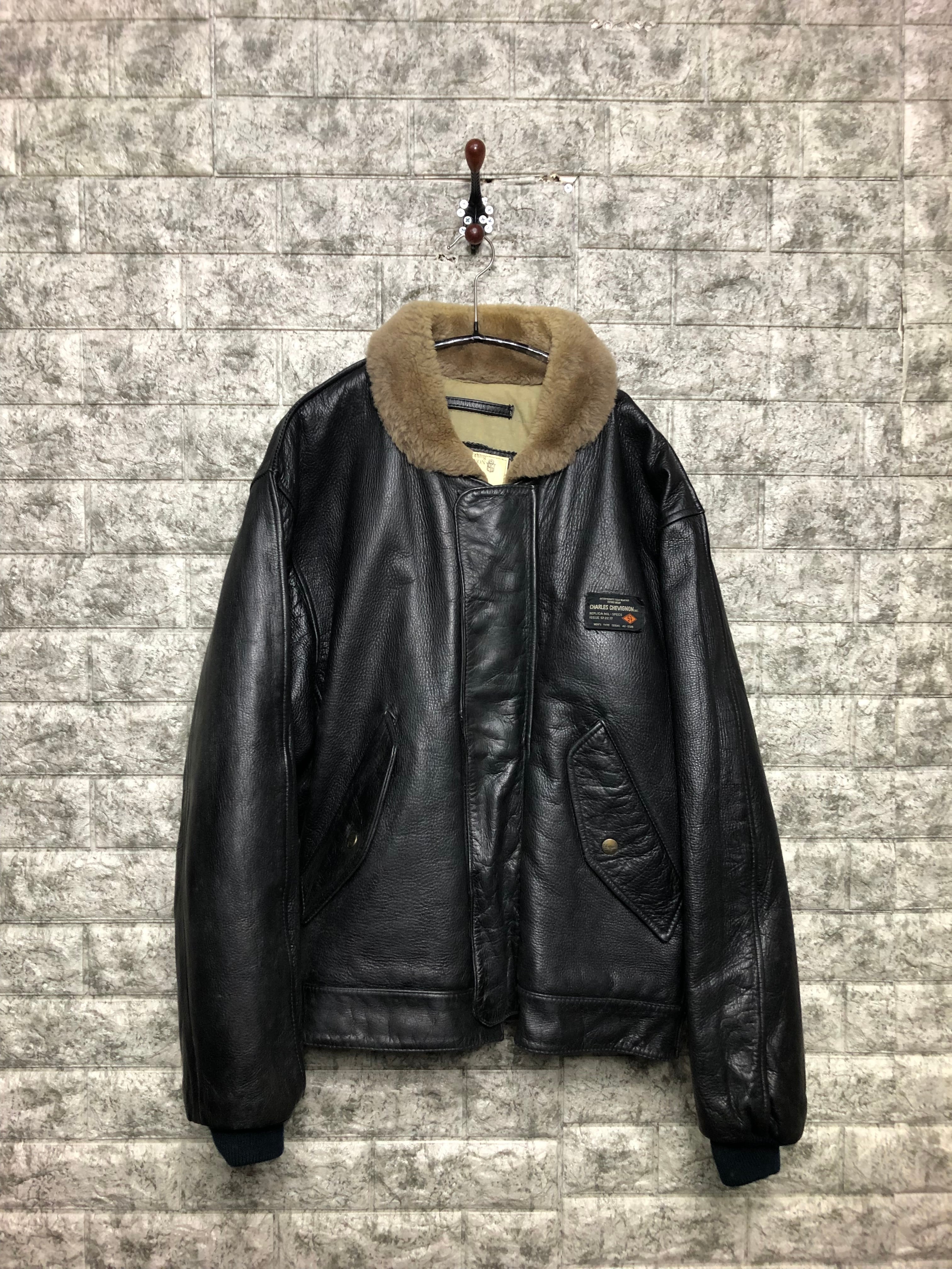 極上 80s フランス CHARLES CHEVIGNON シェビニオン 襟ムートン  