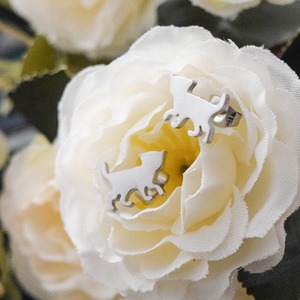 ステンレスキャットシルエットプレーンピアス