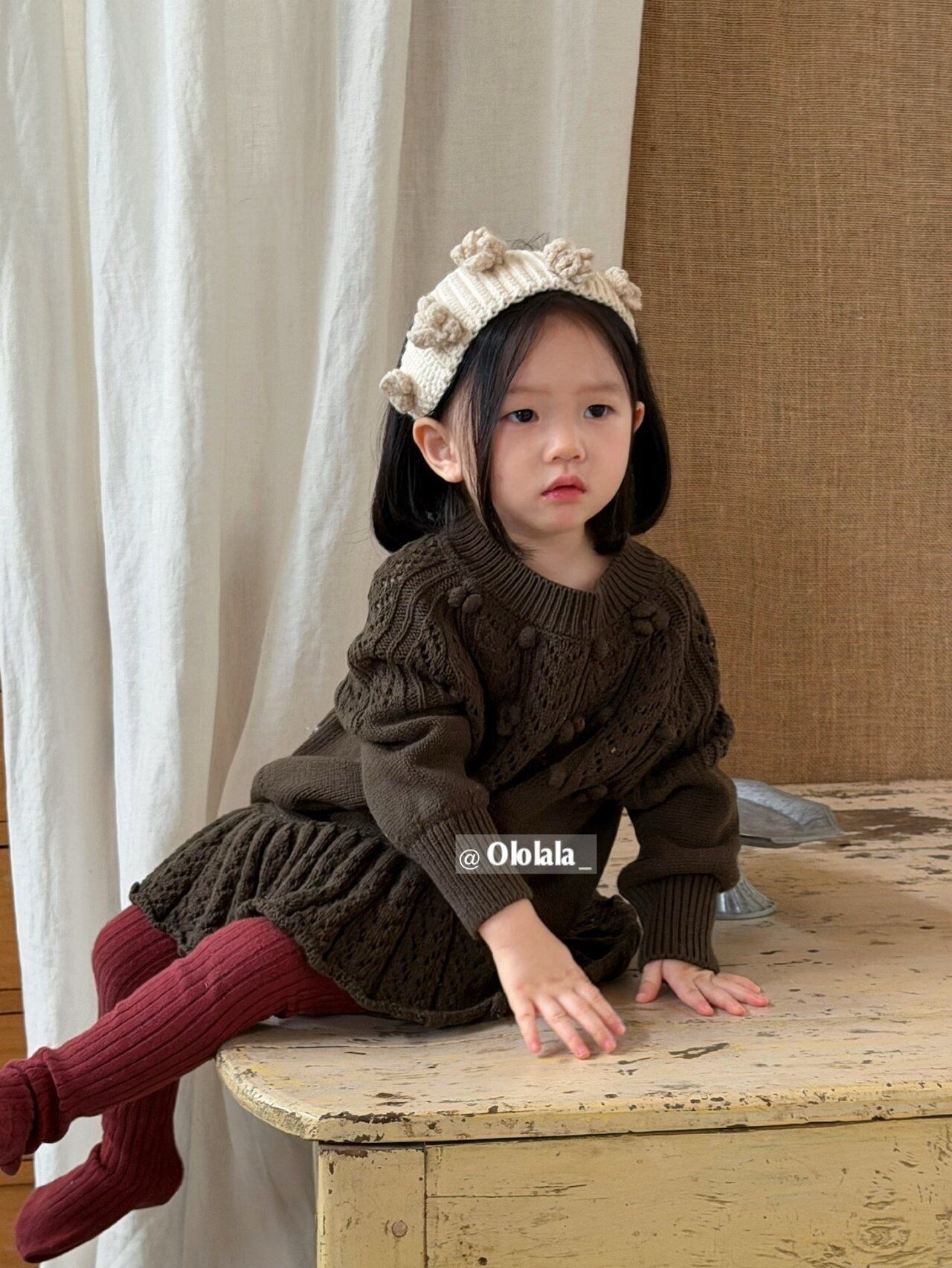 【予約】Coco Pom Pom Knit Top and Bottom Set/Ololala