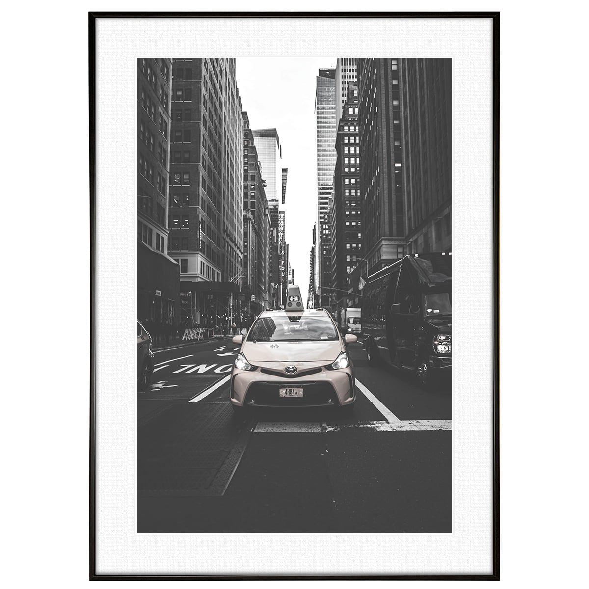 アメリカ写真 ニューヨーク イエローキャブ インテリア モノクロアートポスター額装 AS0707