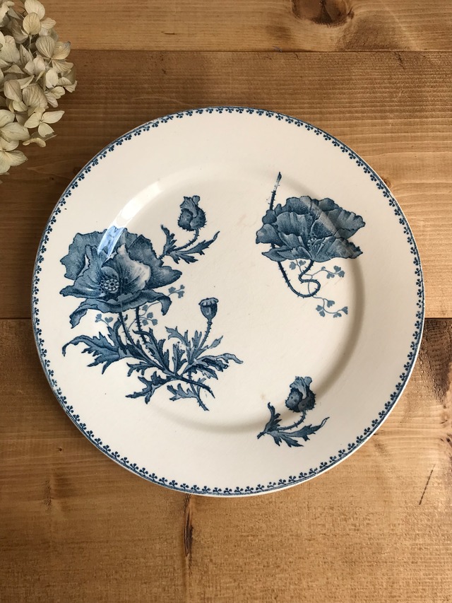 sarreguemines u&c FERIA ポピーの花 フランス アンティーク プレート 