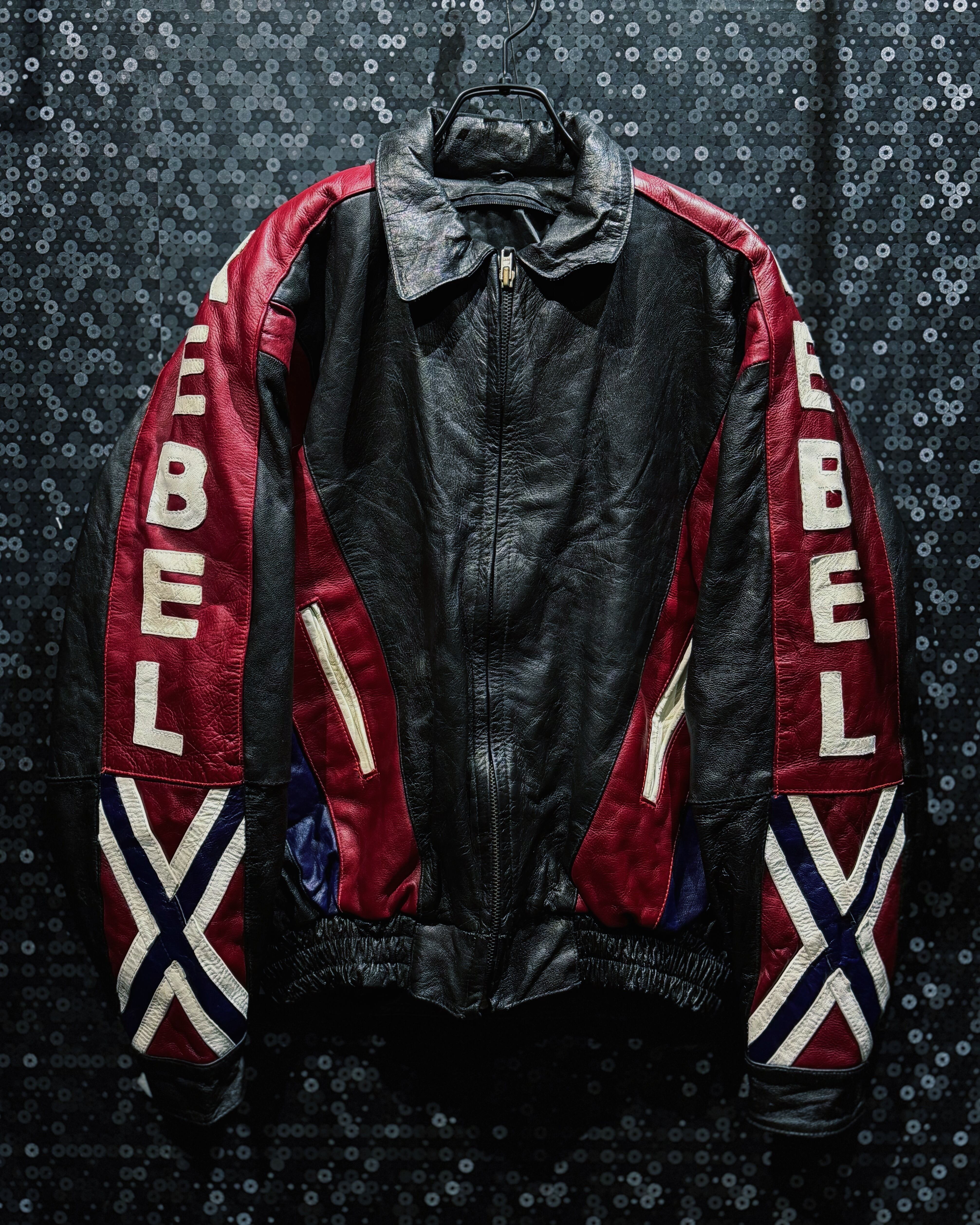 【ÆIEM】“REBEL” vintage leather racing switching jacket “BELT LOGO × X ARM”