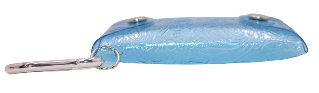 エンボス (ペイズリー柄) クリアケース 小物 透明 持ち運び (ライトブルー) カラビナ付 ポーチ 工房 手作り 日本製 エコパッケージ MX-0025-209