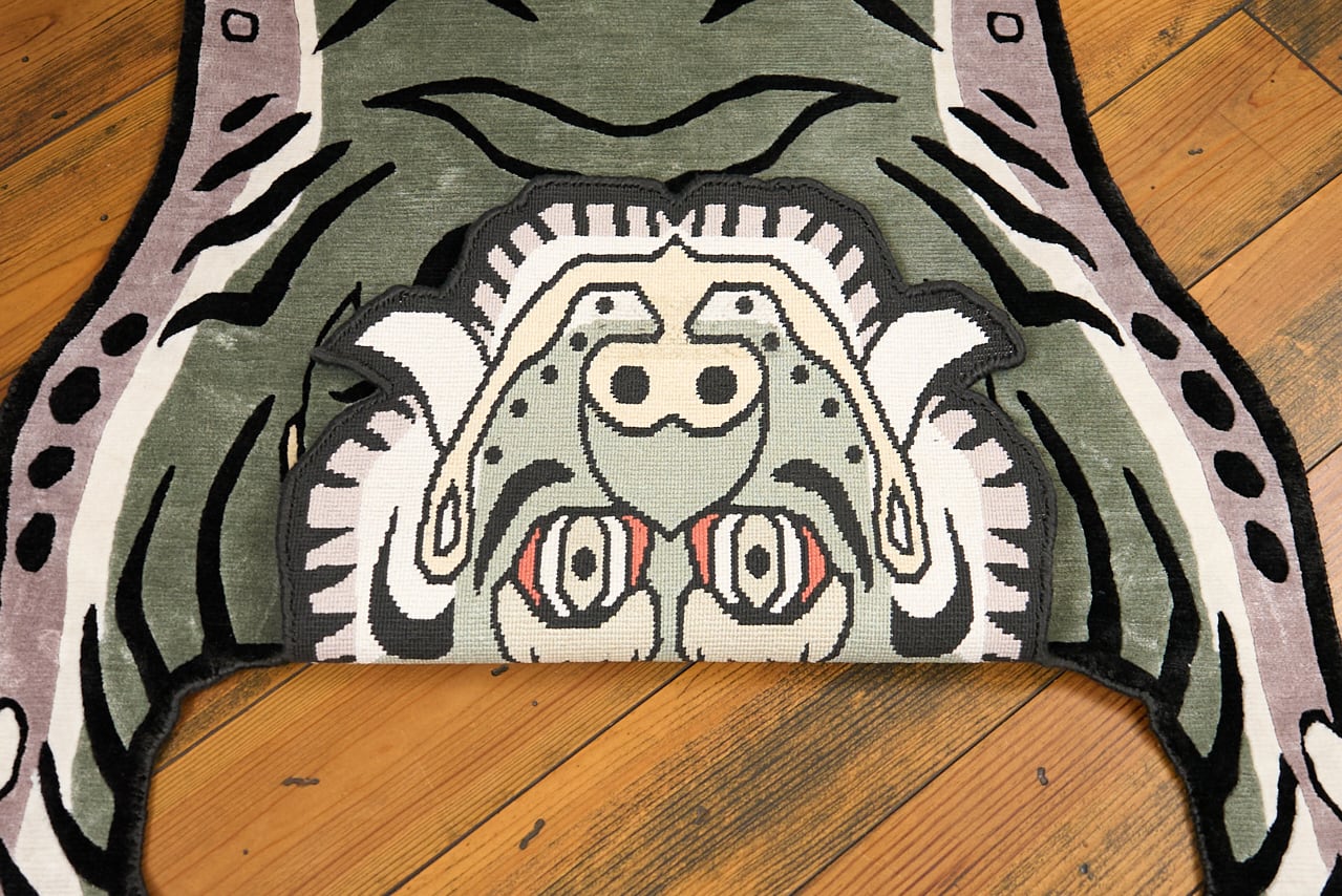 Tibetan Tiger Rug 《Lサイズ•シルク・オリジナル2・アラジングリーン