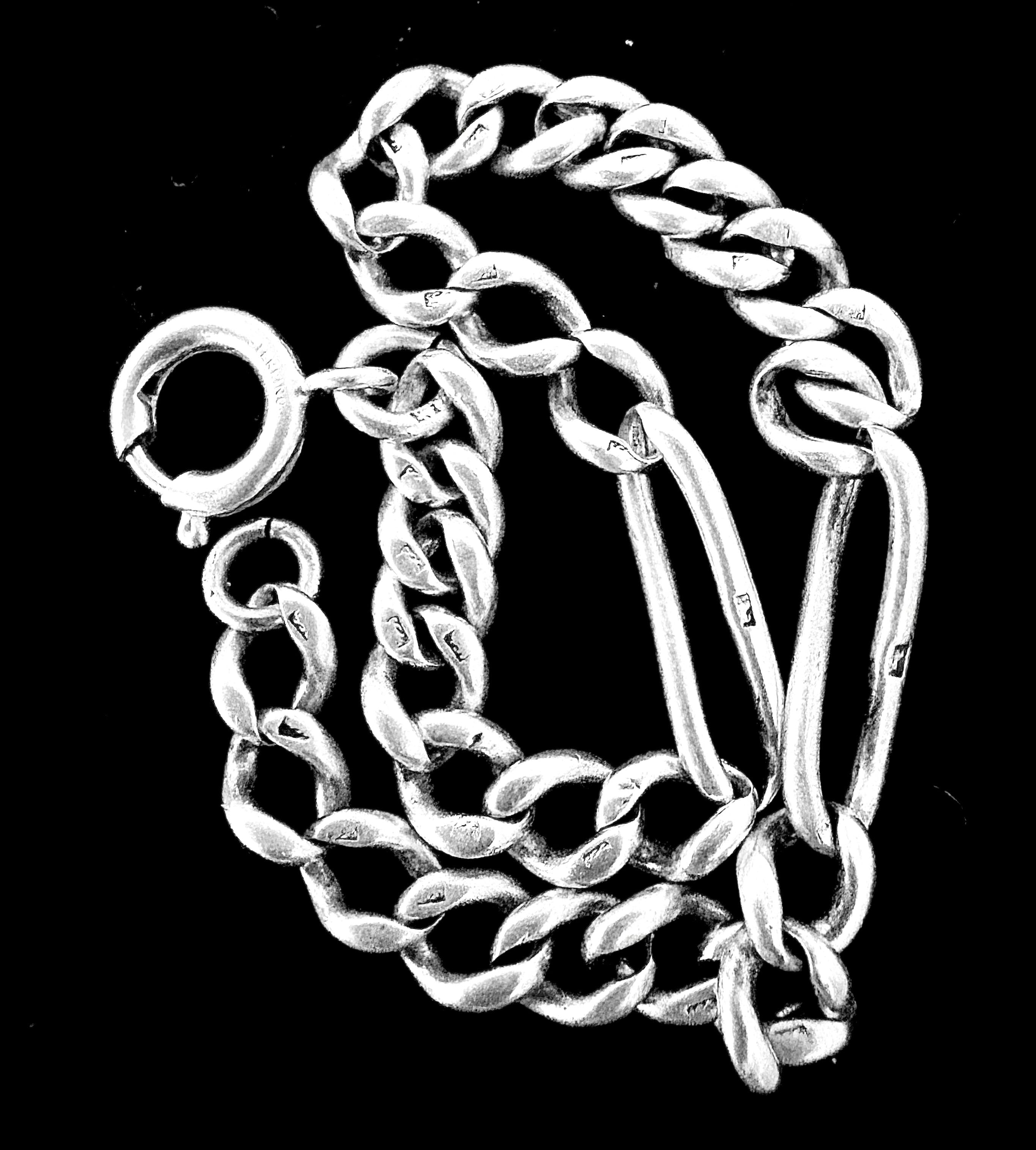 英国アンティーク ツイストチェーン ブレスレット シルバー純銀11.3g