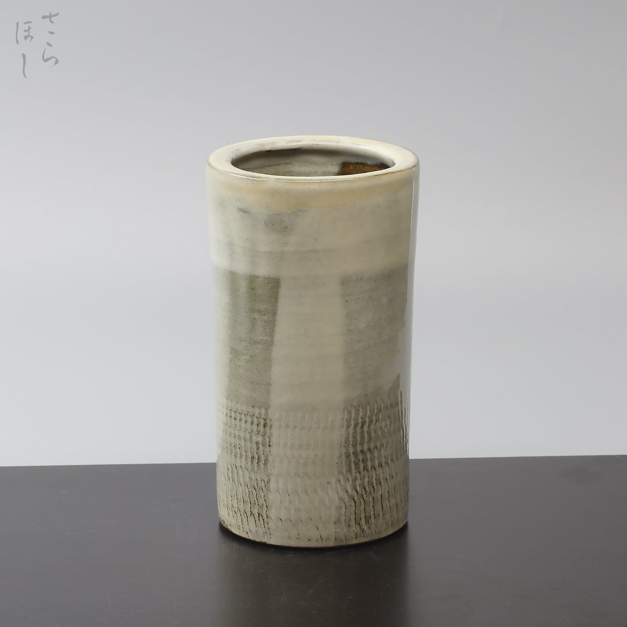 【一点もの】小鹿田焼 小袋窯 6寸筒花瓶 飛びかんな 白 高さ約18cm 箸立て 筆立て カトラリースタンド 陶器 雑貨 民藝