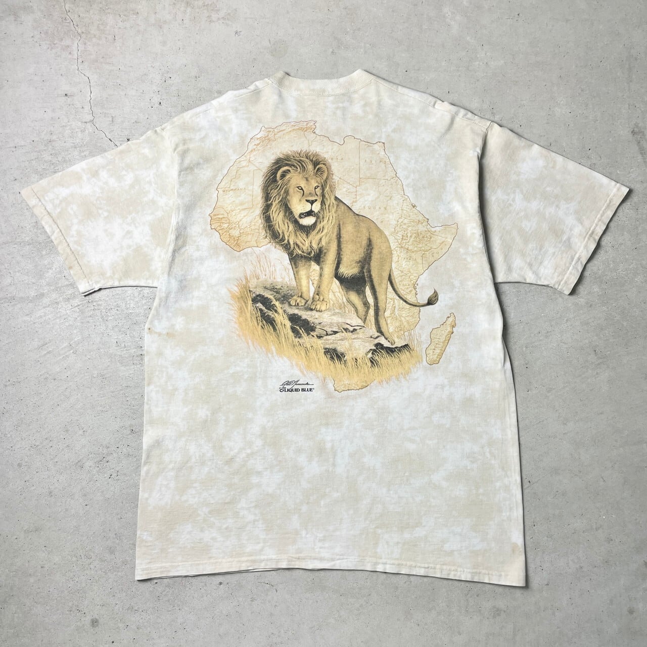 90年代 USA製 LIQUID BLUE ライオン タイダイ アート ビッグプリント T 