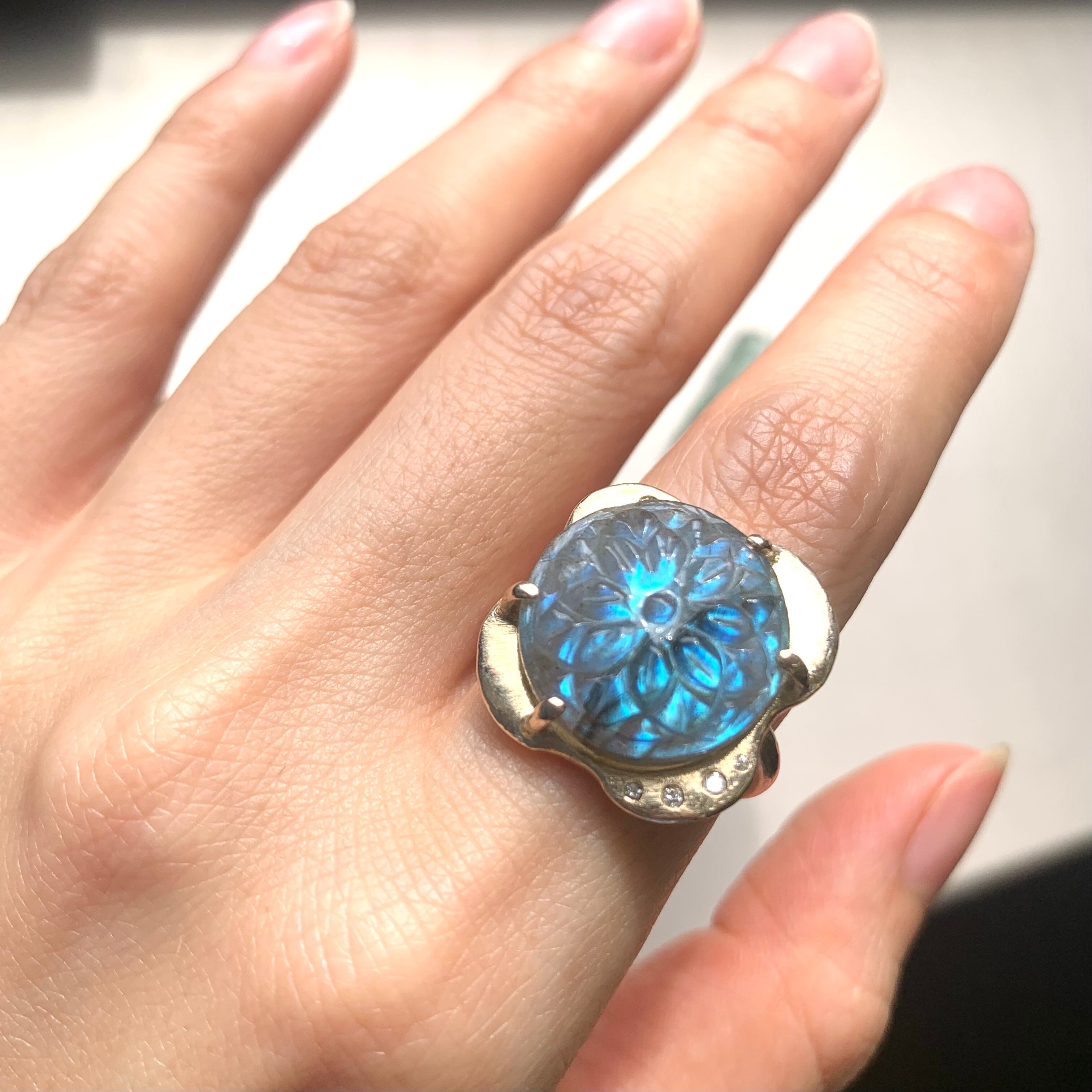 朝露］ラブラドライト×ダイヤモンド×K10YG | Shining Baby jewelry