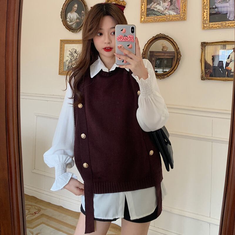 スリーブシャツ スプリングカラールーズトップス 大人ガーリー スウィート キュート カジュアル 春物 萌量不足17839180229