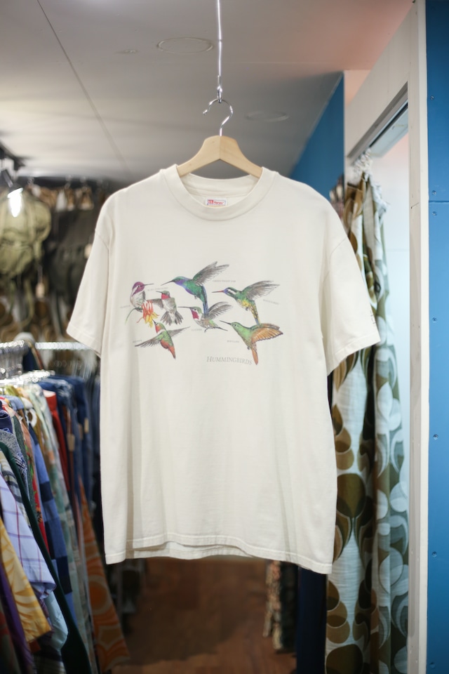 90’s animal print tee “Hummingbirds”