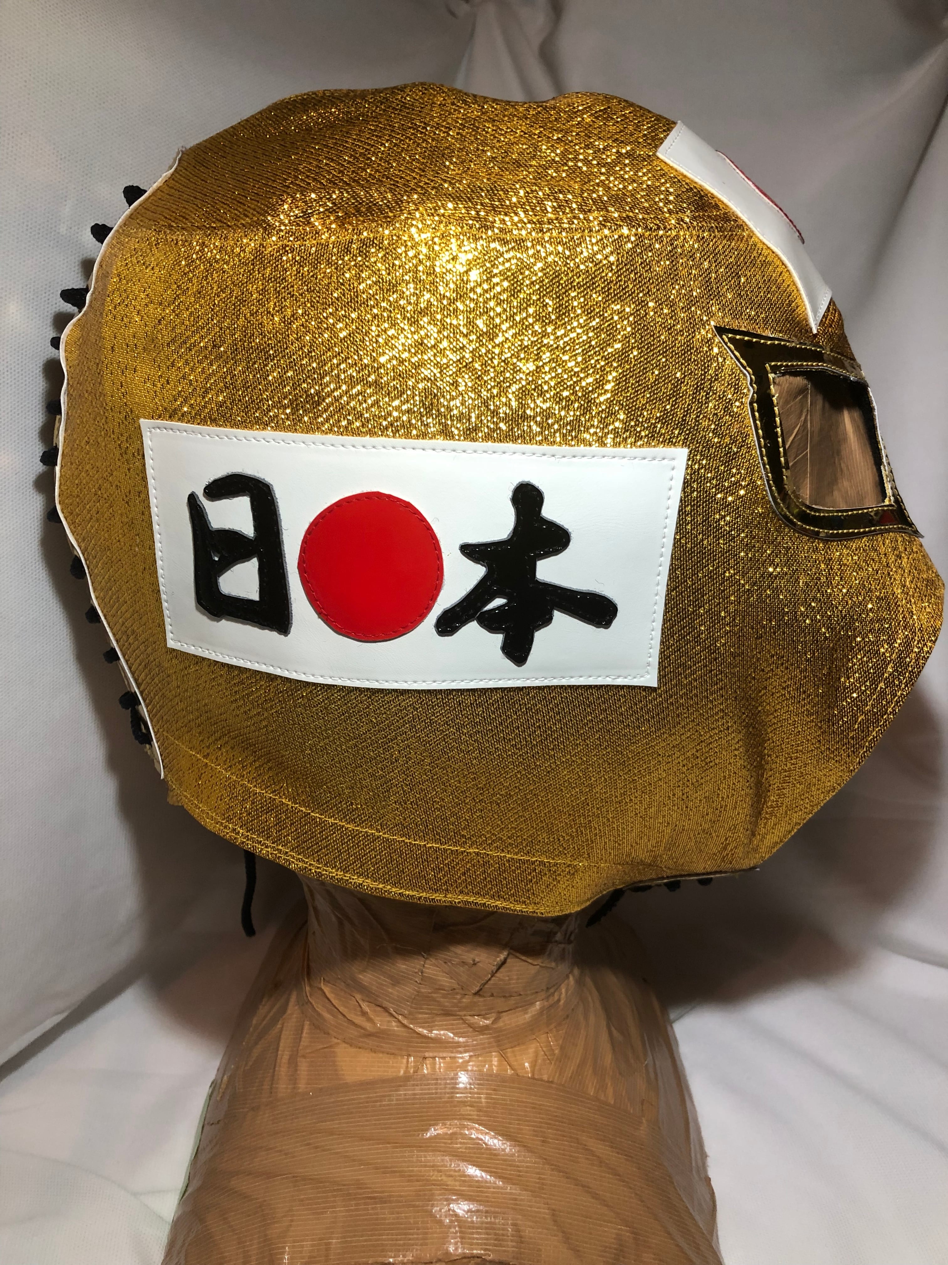 【世界で一枚】プロレス　マスク　オリジナル　デザイン　ゴールドカラー【貴重品】 オリジナルプロレスマスク005（素材 エラスラメゴールド