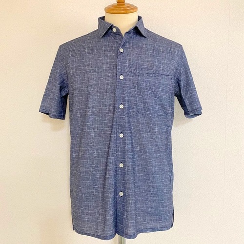 Mesh Print S/S Shirts　Navy