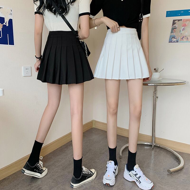 プリーツスカート ショートハイウェストウェスト薄手ソリッド カラースプリングスタイル 大人ガーリー スウィート キュート カジュアル 春物 ピュア ソリッドカラー 萌量不足3917762071