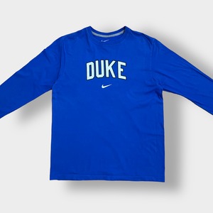 【NIKE】カレッジロゴ DUKE デューク大学 ロンT ロングTシャツ 長袖Tシャツ ロゴ プリント スウッシュ X-LARGE ビッグサイズ ブルー ナイキ US古着