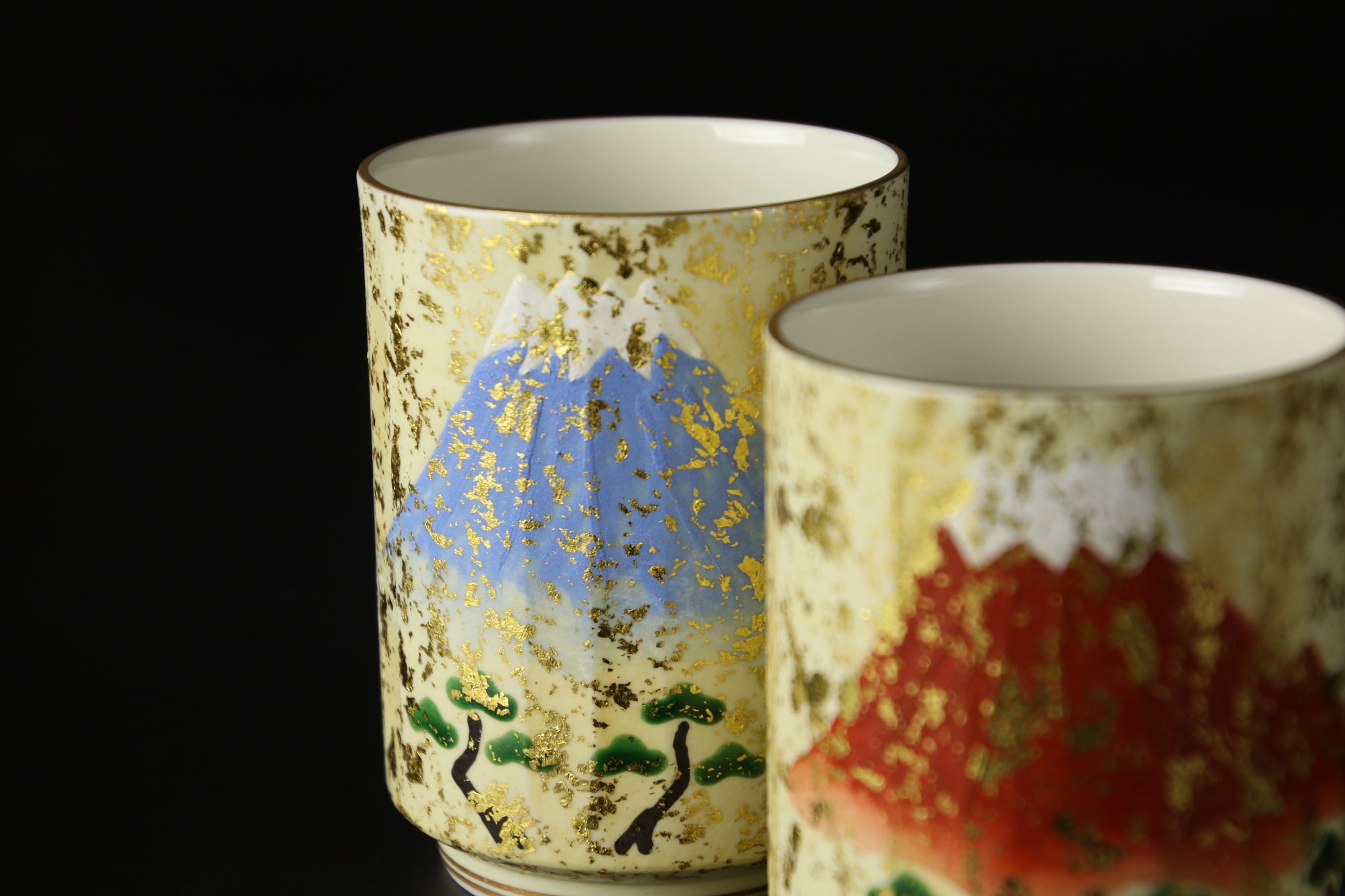 注瓶 碗 揃 金彩竹紋 杯 十二客 シロップ呑 共箱(K-RC958) 339>金彩青(赤)富士湯呑 清水焼 | 陶香堂オンラインストア
