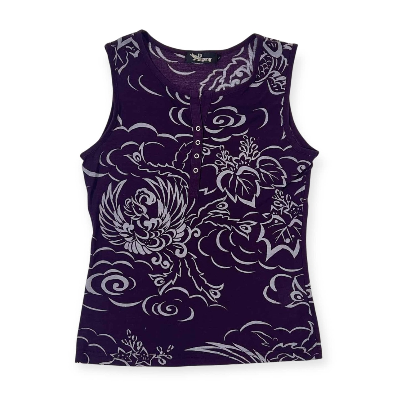Pagong パゴン 和柄 ハーフボタン タンクトップ L/パープル レディース