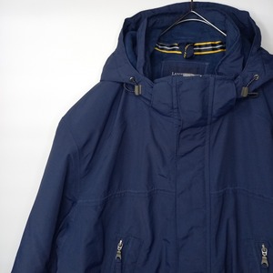 ランズエンド　中綿ジャケット　コート　ダウン　裏起毛　フリース　ネイビー　XL