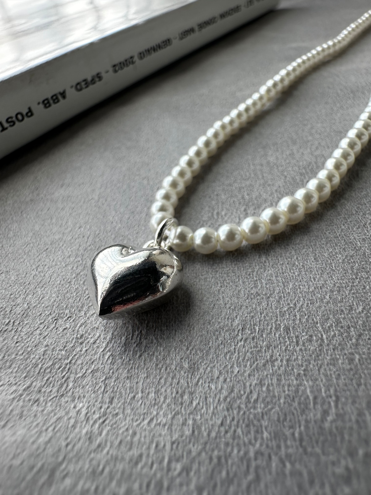Pearl Heart pendant Necklace - Silver ◇ | Yju