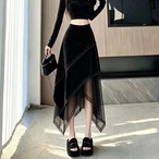 sheer asymmetry skirt /l0971