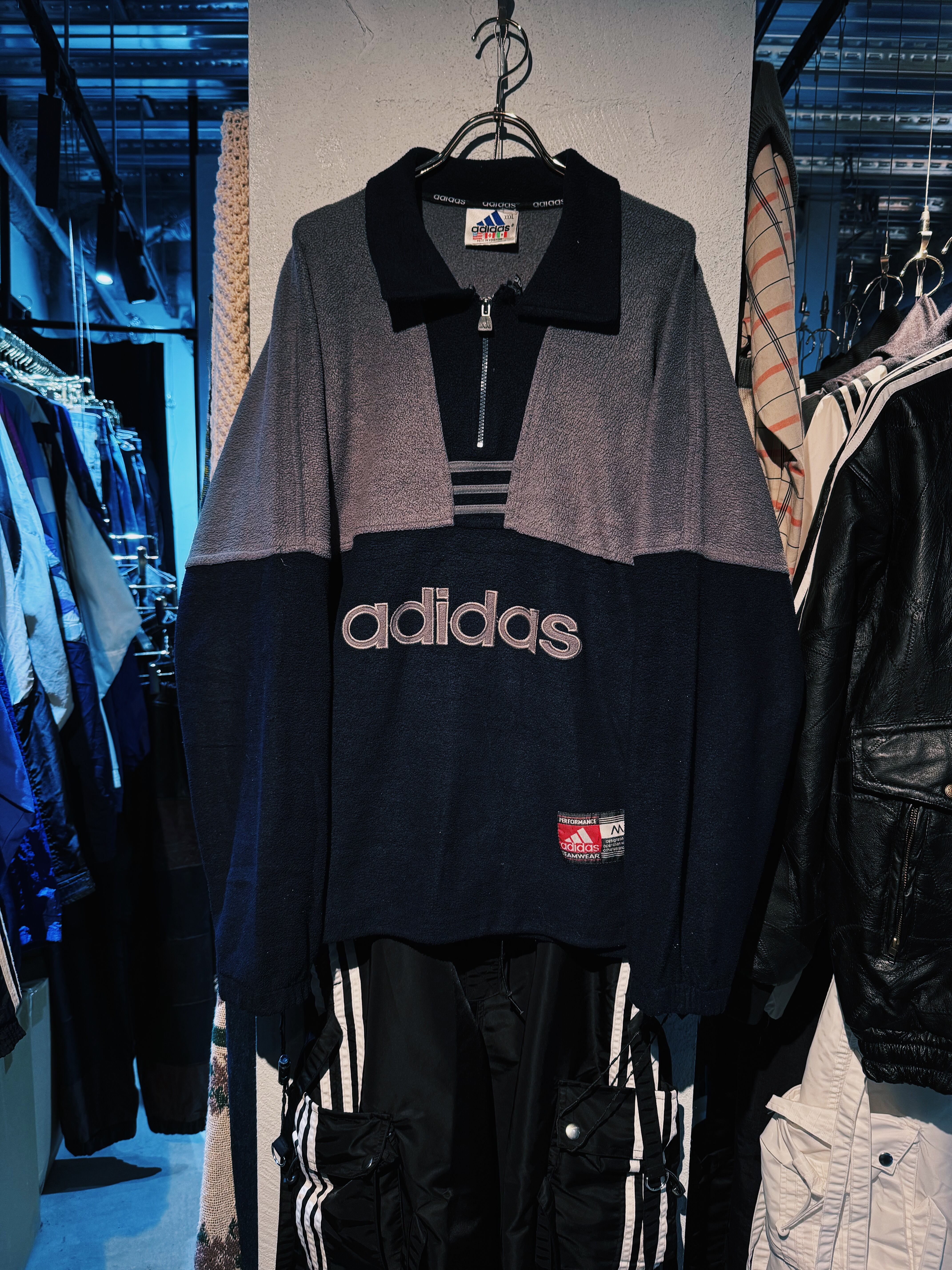 【D4C】90's"ADIDAS" switching color design half zip fleece track jacket
