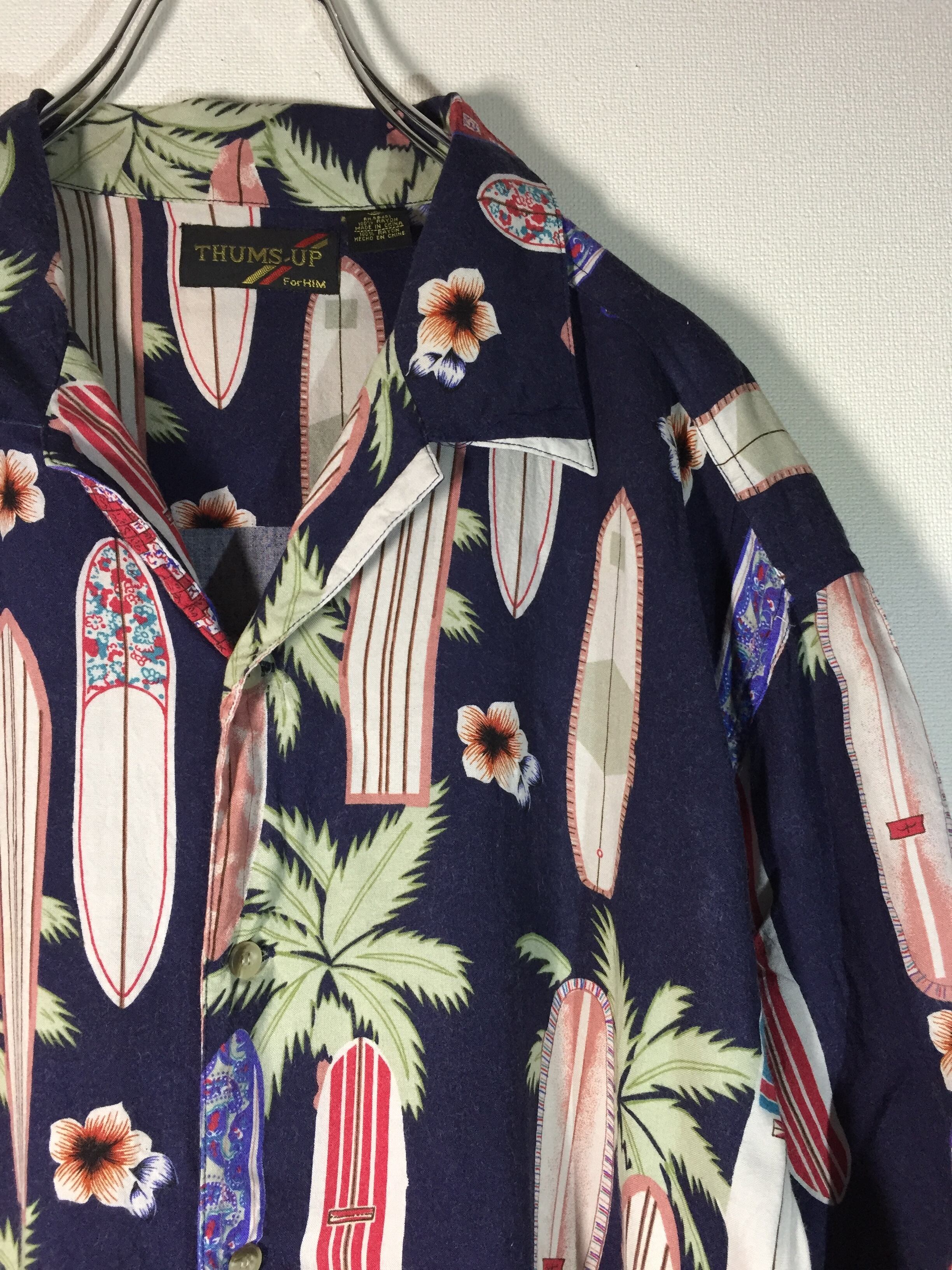 総柄 オープンカラーアロハシャツ ボタニカル柄 サーフボード柄