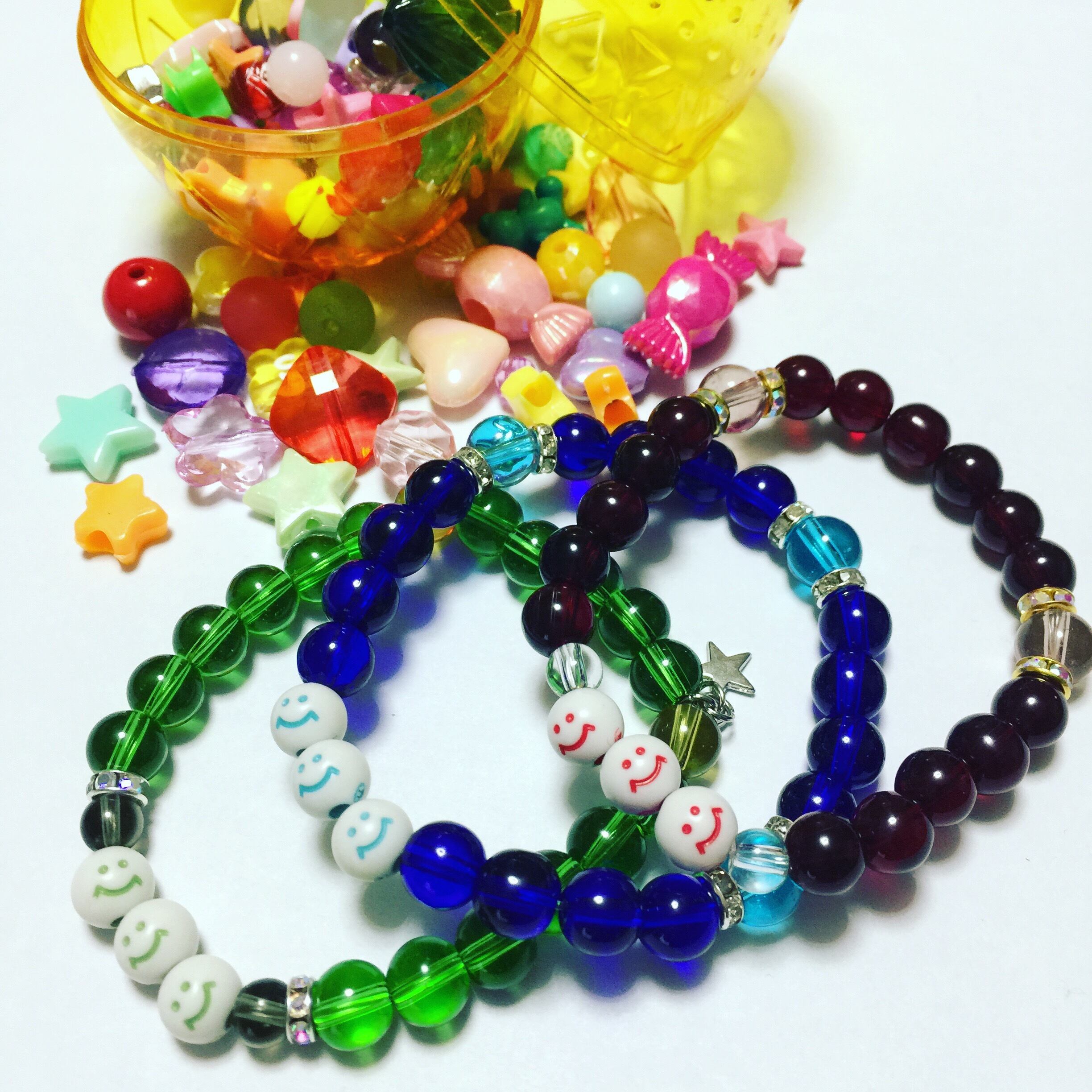 イルシリーズ2☆ハンドメイド ブレスレット ビーズ スマイル | smile&skull