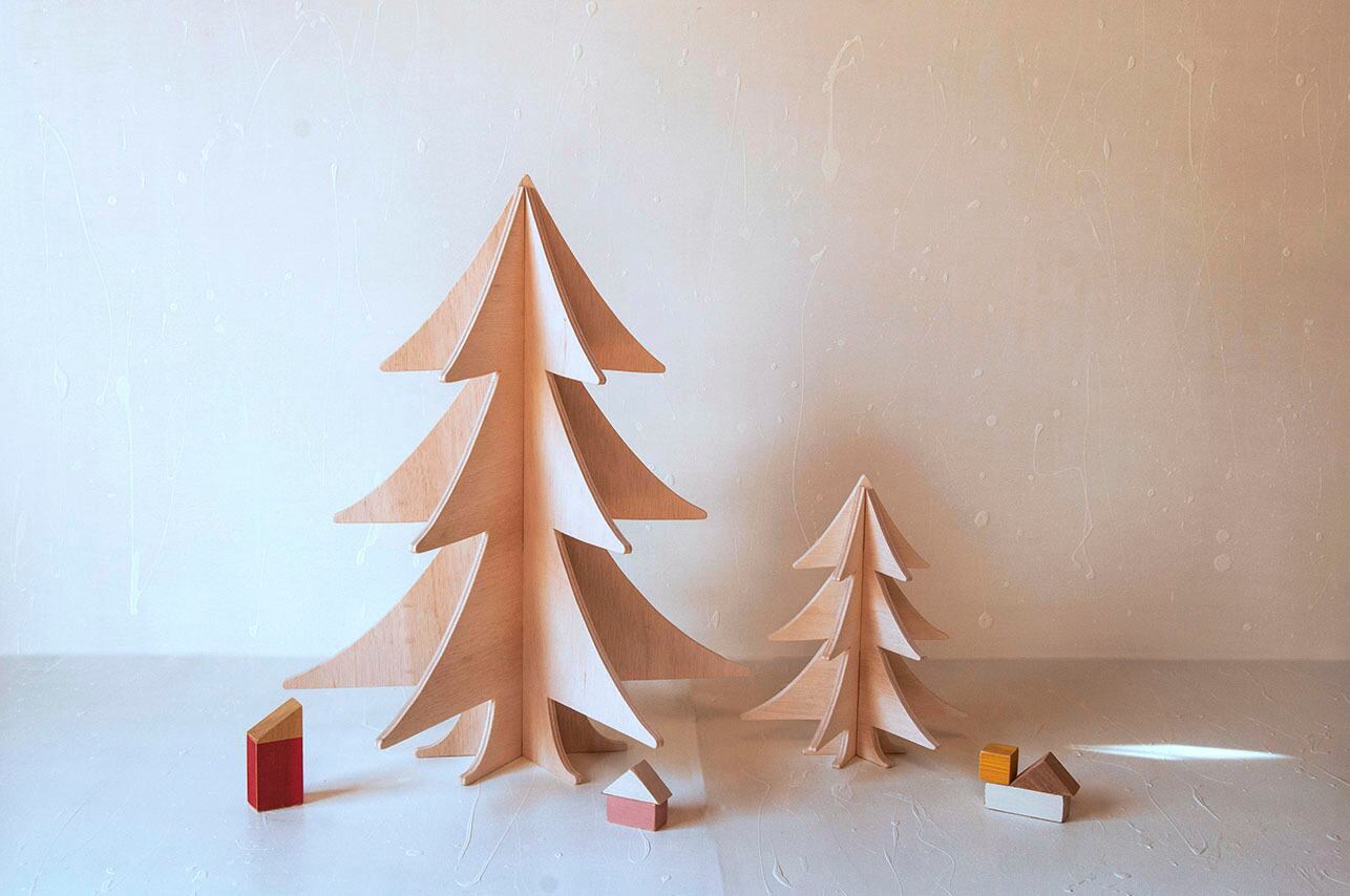 高さ45cm】立体クリスマスツリー ナチュラルな木製もみの木 | つくり ...