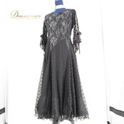 社交ダンス 衣装 ドレス ワンピース スタンダード ブラック系 ホワイト系 黒 白 チョーカー prima boutique プリマブティック クラシック 気品 エレガント フレア スカート 伸縮性 大きいサイズ おしゃれ 女性用 ダンス用